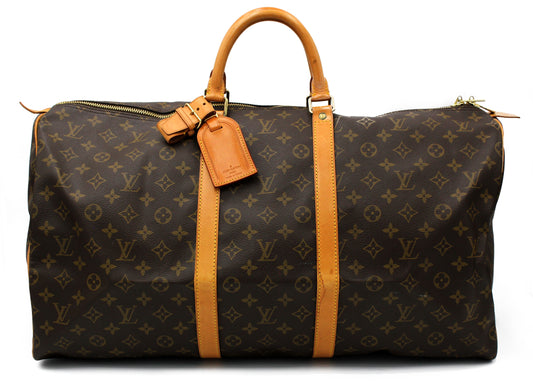 Louis Vuitton Keepall 55 (Duffle) with luggage tag